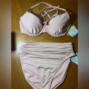 Shade & Shore Shimmery Blush Pink Bikini Set
